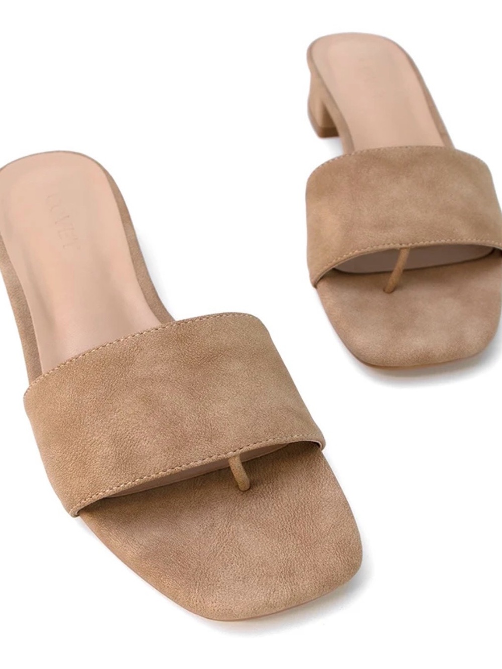 Covet Tan Suede Toe-Loop Mules
